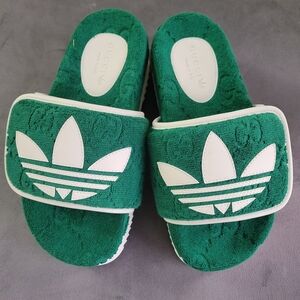 Gucci × Adidas LIMITED EDITION Terry Cloth Green Slides
